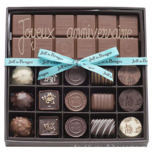 Boite 15 chocolats assortis et tablette chocolat au lait 38% personnalisée