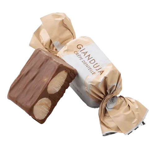 GIANDUJA AUX DEUX NOISETTES ET CRÊPE DENTELLE